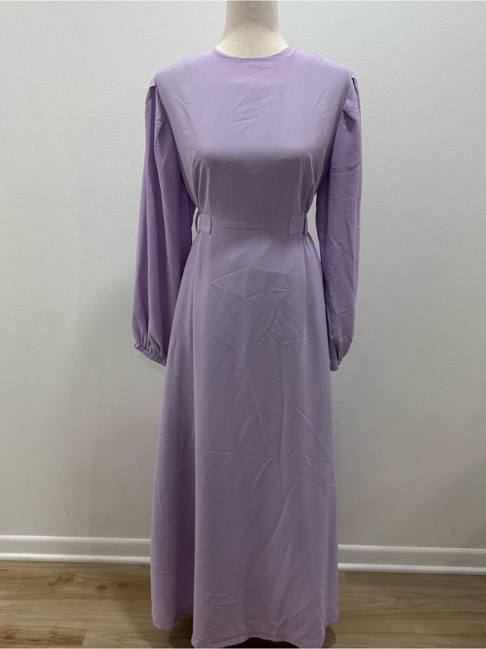 AVIT Women’s Lavender Long Sleeve Belted Maxi Dress – Size L (NWT)